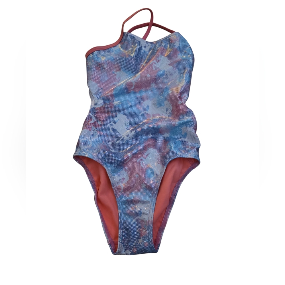 Colorful Unicorn Print Swimsuit Compeition Suit Size 26